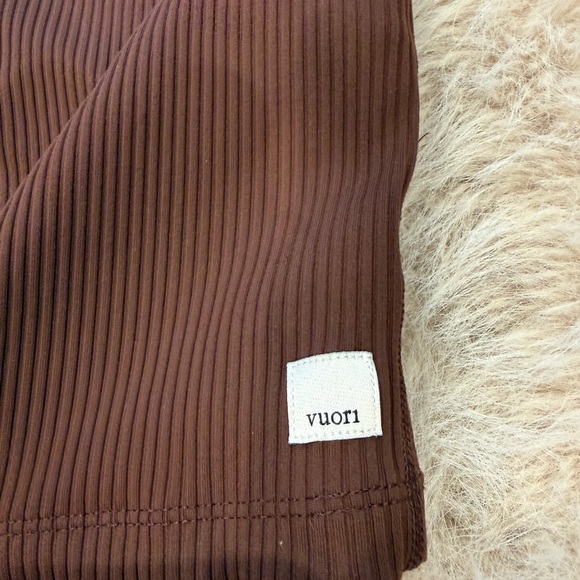 Vuori Ribbed Strappy Crop Tank Bra Top Brown Size M - Picture 2 of 4